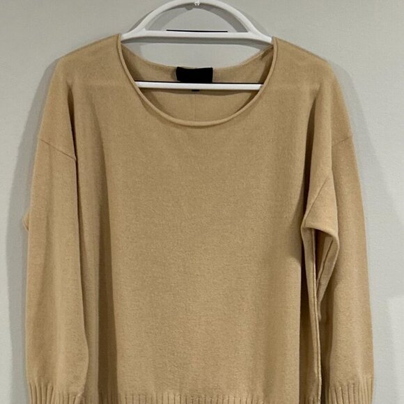 Nili Lotan Cashmere Bateau Neckline Sweater in Tan Color Size M - Picture 2 of 6